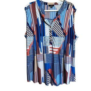 Cocomo Top Women 3X Multicolor Geometric Print Stretch Sleeveless Blouse